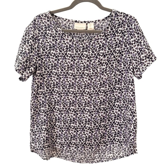 Cynthia Rowley 100% Linen Floral Short Sleeve Top Size Small - Picture 1 of 7
